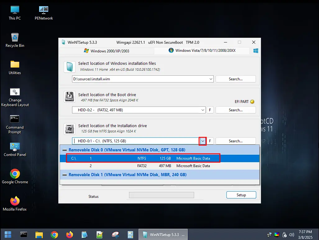 Select Main Partition