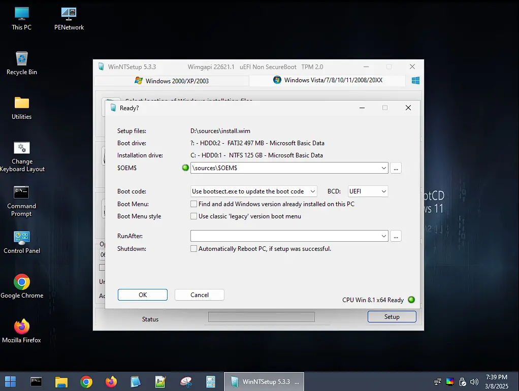 Click Setup and check options
